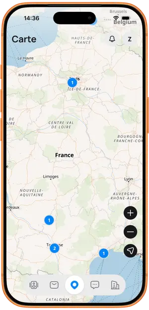 Aperçu de la carte des clubs