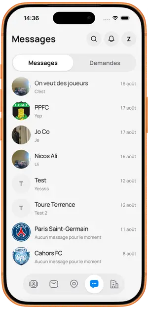 Aperçu de la messagerie Mercato
